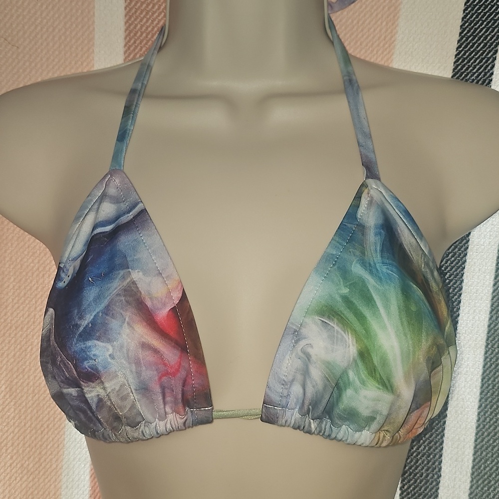 Women’s Multicolor Marble Triangle Bikini Set View 2